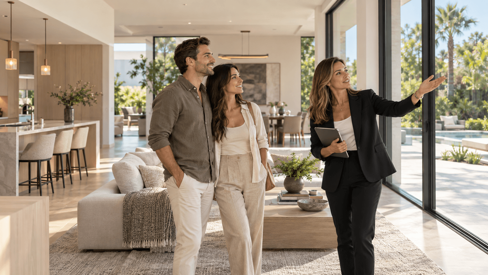 A consultant reviewing options with homebuyers